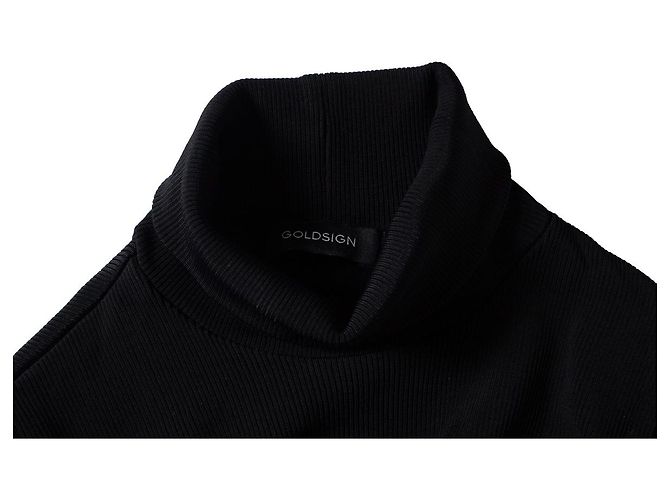 Autre Marque Goldsign, Rollkragenpullover aus schwarzem Rippstrick - Ansicht 6