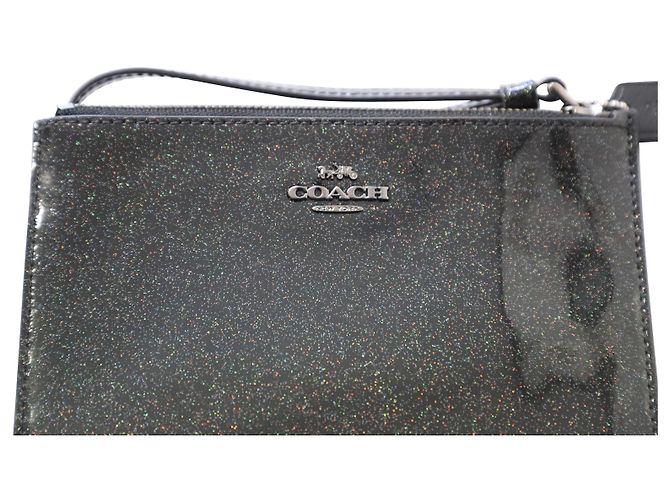 Borsa da polso Coach glitterata in pelle nera Nero - vista 3