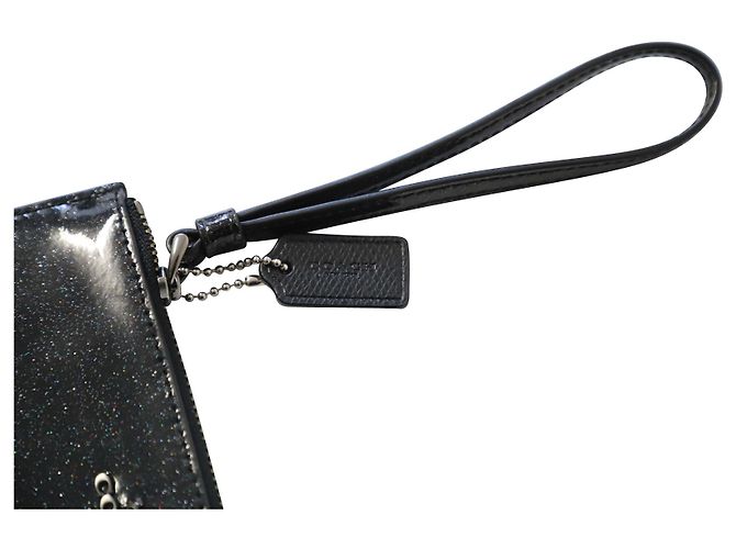 Borsa da polso Coach glitterata in pelle nera Nero - vista 4