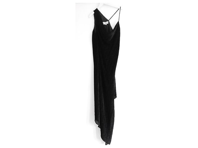 Autre Marque Michelle Mason Schwarzes asymmetrisches Devore-Kleid - Ansicht 2