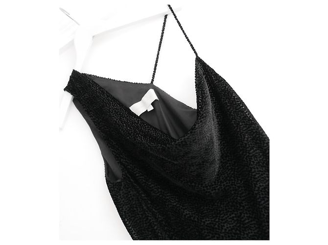 Autre Marque Michelle Mason Schwarzes asymmetrisches Devore-Kleid - Ansicht 4