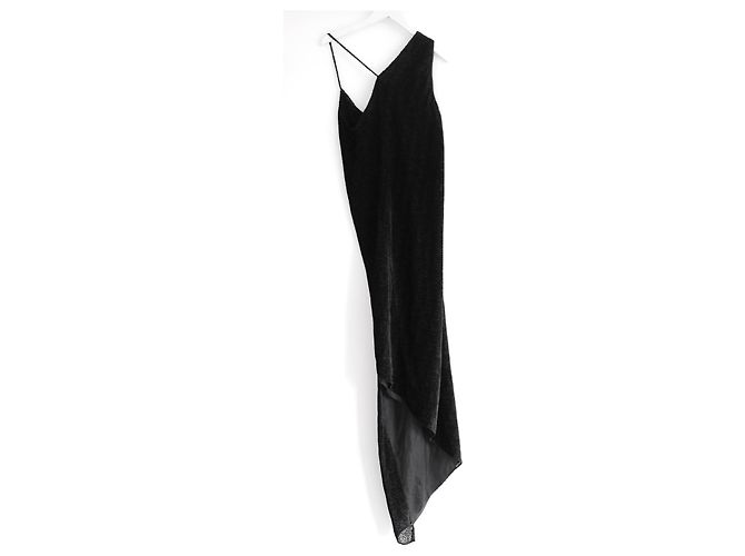 Autre Marque Michelle Mason Schwarzes asymmetrisches Devore-Kleid - Ansicht 5