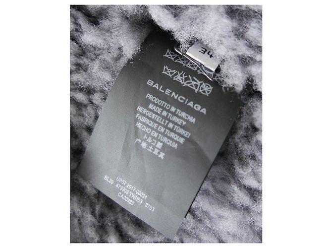 Balenciaga PF17 Chaqueta motera de piel de oveja de charol gris - vista 9