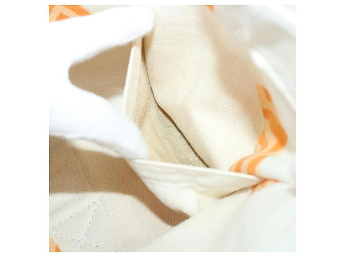 Hermès HERMES Cannes PM Einkaufstasche Baumwolle Weiß Creme Auth 51874 Roh - Ansicht 10