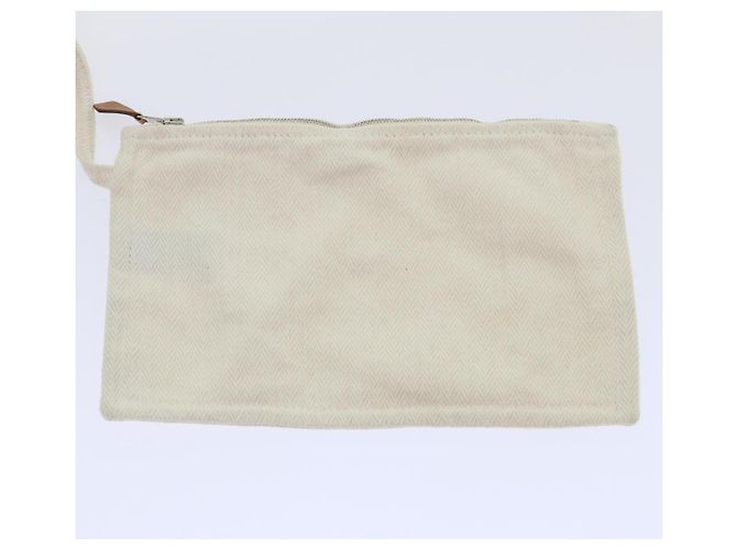 Hermès HERMES Cannes PM Einkaufstasche Baumwolle Weiß Creme Auth 51874 Roh - Ansicht 11