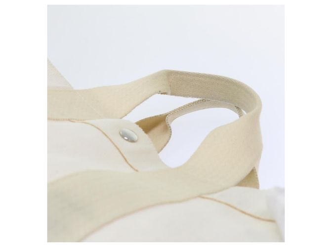 Hermès HERMES Cannes PM Einkaufstasche Baumwolle Weiß Creme Auth 51874 Roh - Ansicht 14