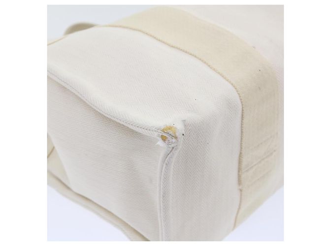 Hermès HERMES Cannes PM Einkaufstasche Baumwolle Weiß Creme Auth 51874 Roh - Ansicht 15