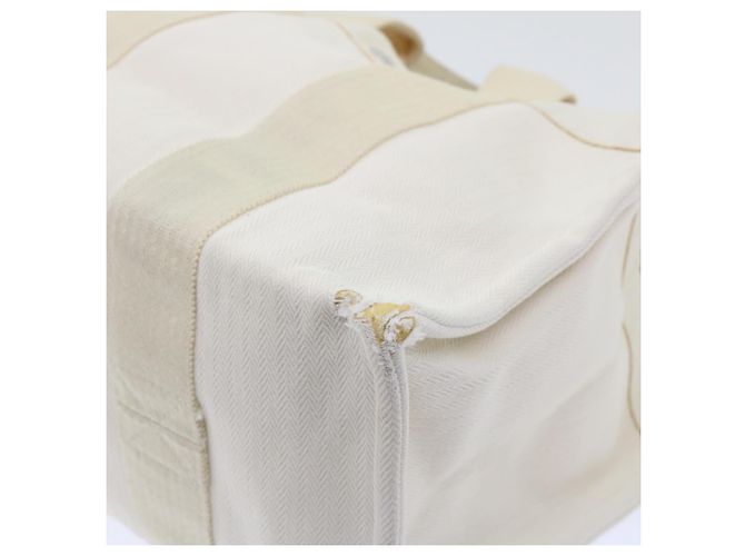 Hermès HERMES Cannes PM Einkaufstasche Baumwolle Weiß Creme Auth 51874 Roh - Ansicht 16