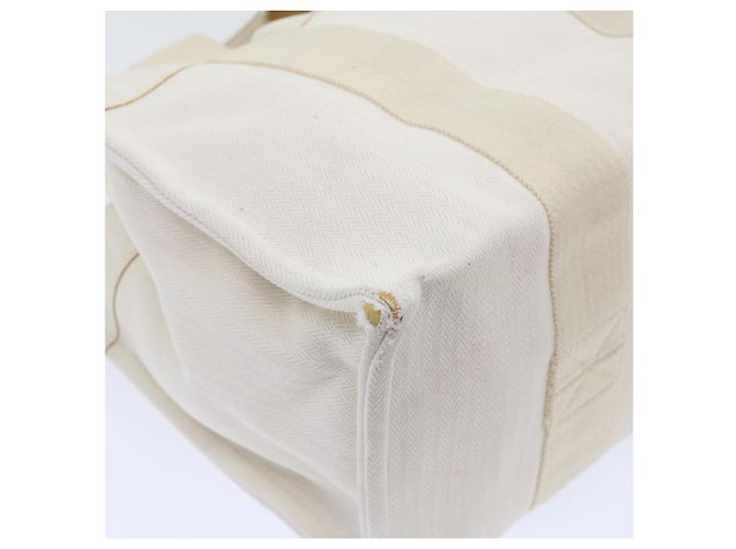 Hermès HERMES Cannes PM Einkaufstasche Baumwolle Weiß Creme Auth 51874 Roh - Ansicht 17