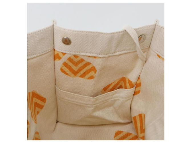 Hermès HERMES Cannes PM Einkaufstasche Baumwolle Weiß Creme Auth 51874 Roh - Ansicht 19