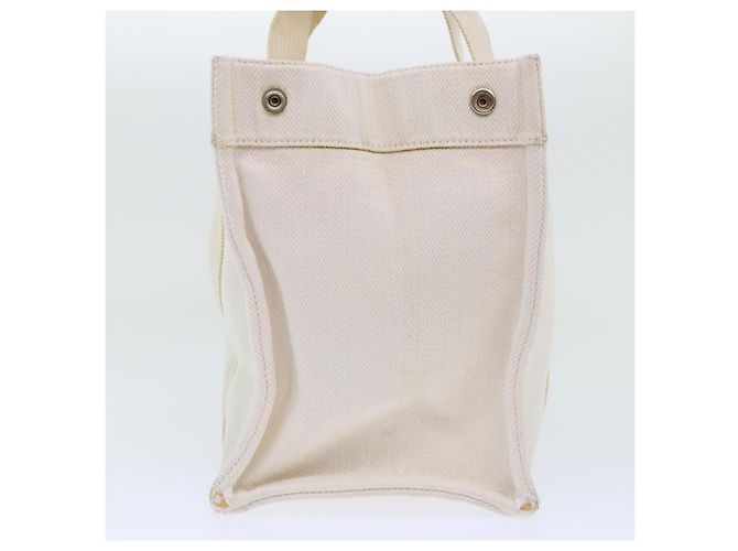 Hermès HERMES Cannes PM Einkaufstasche Baumwolle Weiß Creme Auth 51874 Roh - Ansicht 3