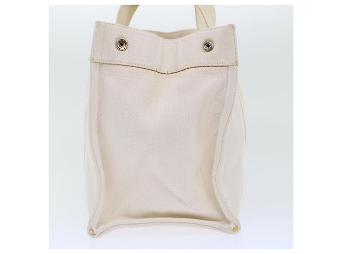 Hermès HERMES Cannes PM Einkaufstasche Baumwolle Weiß Creme Auth 51874 Roh - Ansicht 4