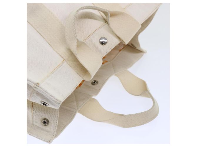 Hermès HERMES Cannes PM Einkaufstasche Baumwolle Weiß Creme Auth 51874 Roh - Ansicht 6
