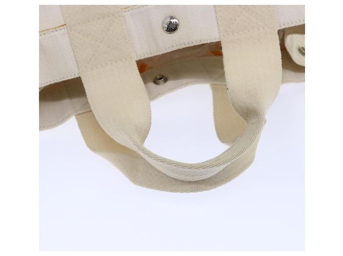 Hermès HERMES Cannes PM Einkaufstasche Baumwolle Weiß Creme Auth 51874 Roh - Ansicht 7