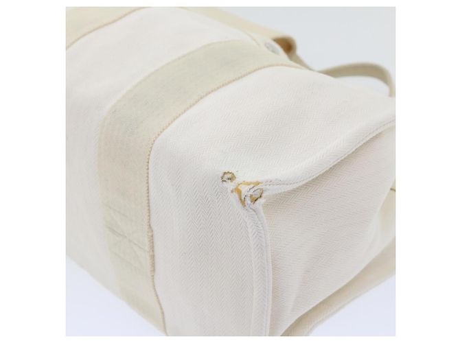 Hermès HERMES Cannes PM Einkaufstasche Baumwolle Weiß Creme Auth 51874 Roh - Ansicht 8