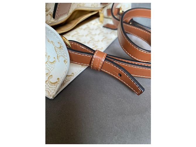 Borsa Cabas Verticale Céline Bianca in Tela Triomphe Bianco - vista 13
