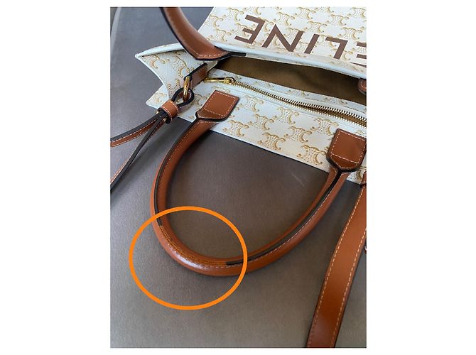 Borsa Cabas Verticale Céline Bianca in Tela Triomphe Bianco - vista 14