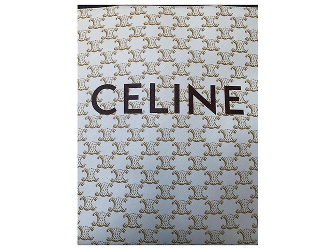 Borsa Cabas Verticale Céline Bianca in Tela Triomphe Bianco - vista 4