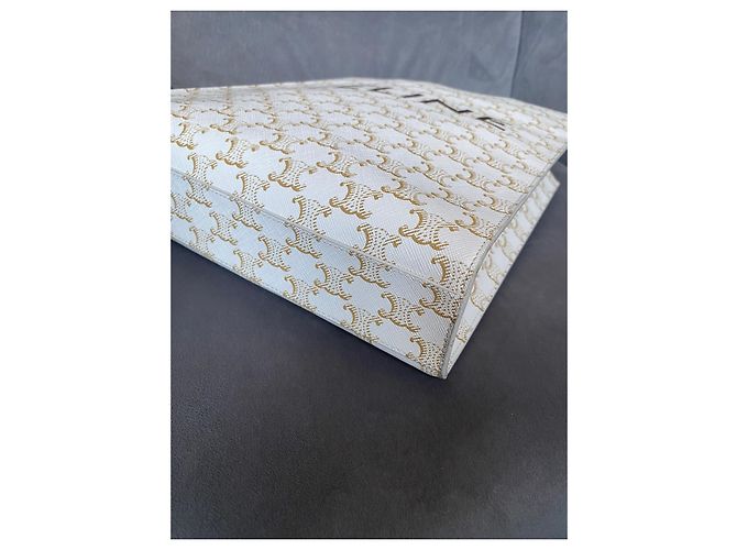 Borsa Cabas Verticale Céline Bianca in Tela Triomphe Bianco - vista 8