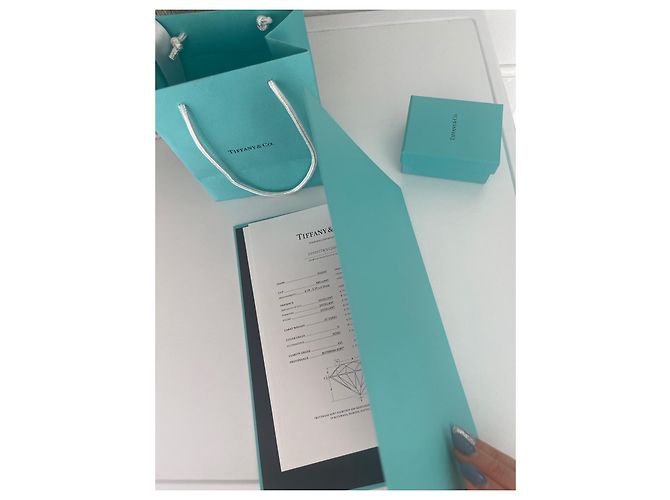 Tiffany & Co Solitaire Diamant Halskette Platin 0,21 Karat Silber - Ansicht 14