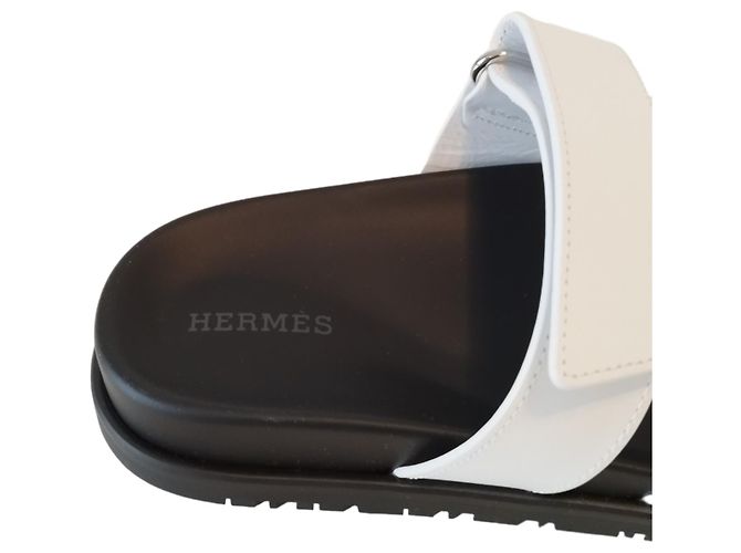 Hermès Sandali Hermes Chypre in pelle bianca Bianco - vista 9
