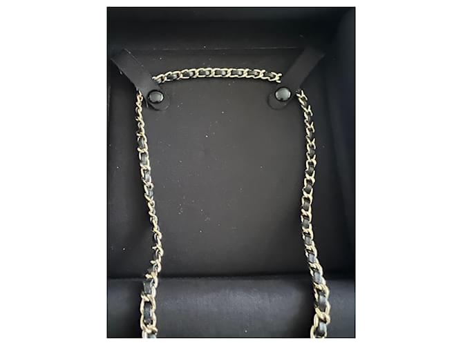 Collana Chanel Oro e Pelle Nera Gold hardware - vista 3