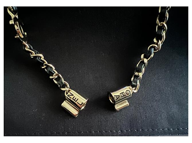 Collana Chanel Oro e Pelle Nera Gold hardware - vista 6