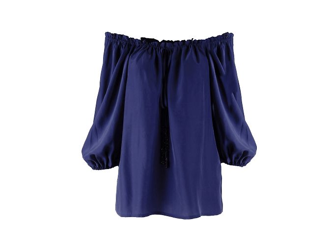 Blumarine-Top mit gerafftem Ausschnitt Blau - Ansicht 2