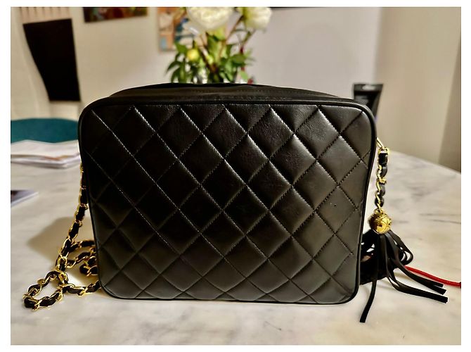 Camera Chanel Bolsa pequena para câmera com borla Preto - vista 3