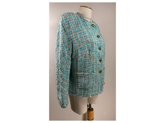 Escada Tweed Blazer in Blau Mehrfarben - Ansicht 3
