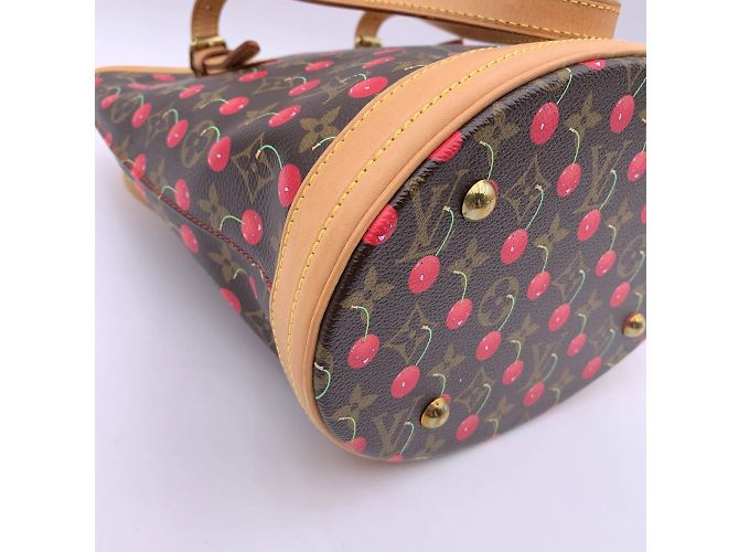 Bucket Louis Vuitton Borsa a secchiello Cerises Murakami con monogramma in edizione limitata Marrone - vista 10