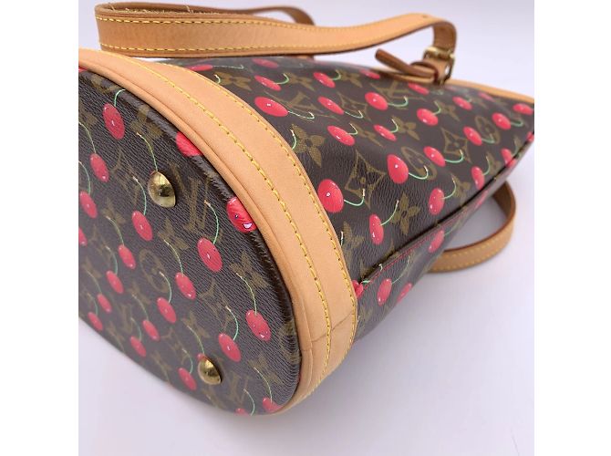 Bucket Louis Vuitton Borsa a secchiello Cerises Murakami con monogramma in edizione limitata Marrone - vista 11