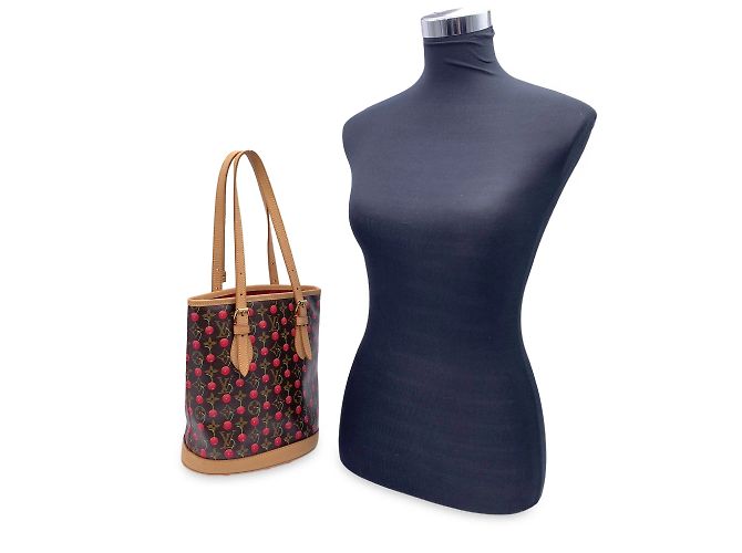 Bucket Louis Vuitton Borsa a secchiello Cerises Murakami con monogramma in edizione limitata Marrone - vista 2