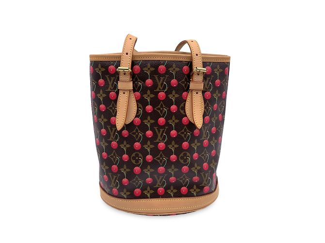 Bucket Louis Vuitton Borsa a secchiello Cerises Murakami con monogramma in edizione limitata Marrone - vista 4
