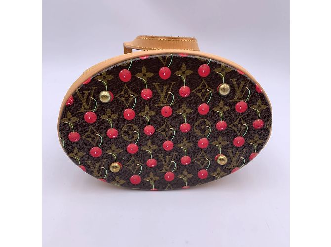 Bucket Louis Vuitton Borsa a secchiello Cerises Murakami con monogramma in edizione limitata Marrone - vista 9