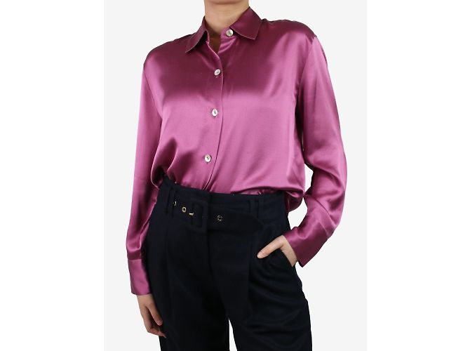 Vince Camisa de seda violeta con botones - talla M - vista 3
