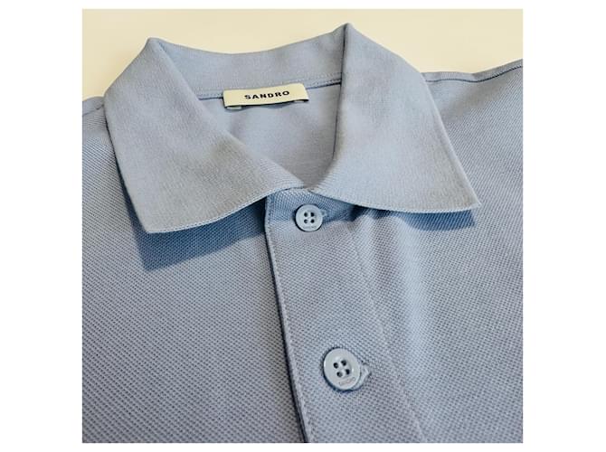 Polo Sandro in cotone blu - vista 3