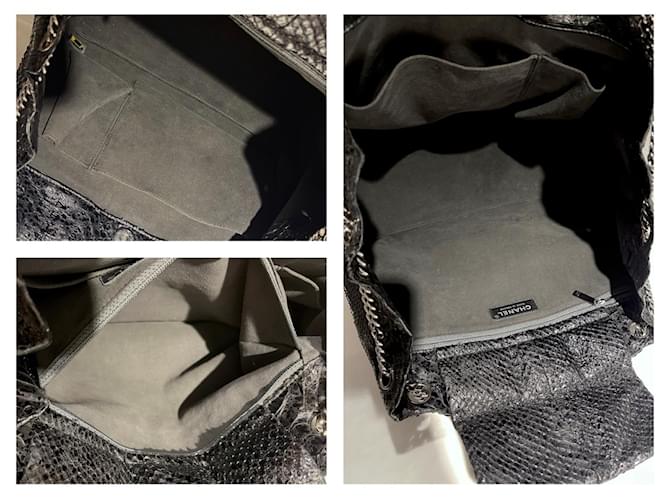 Chanel Sac cabas en cuir python Noir - vue 11