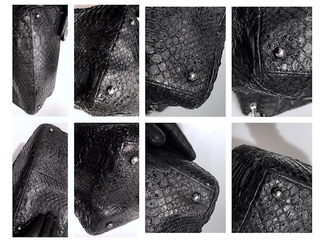 Chanel Sac cabas en cuir python Noir - vue 12