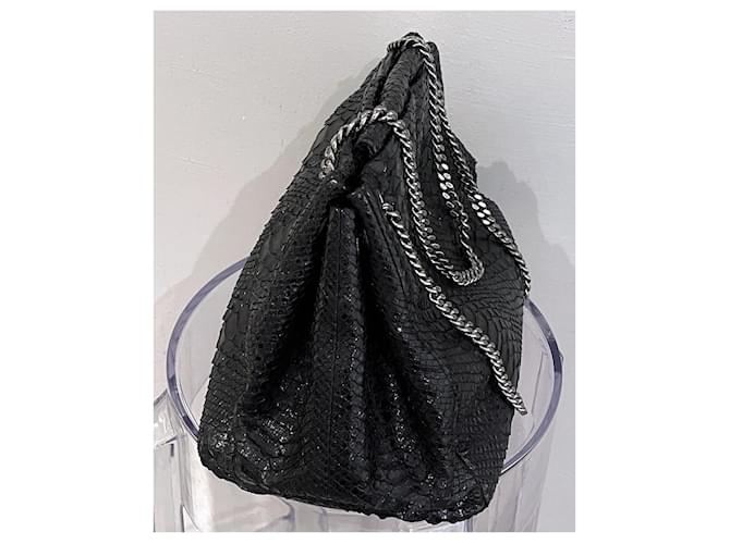 Chanel Sac cabas en cuir python Noir - vue 4