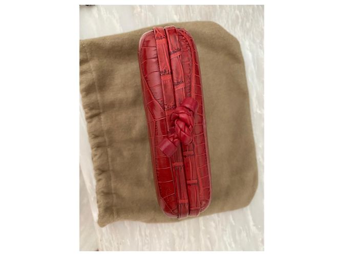Pochette Bottega Veneta in Coccodrillo Rossa Rosso - vista 3