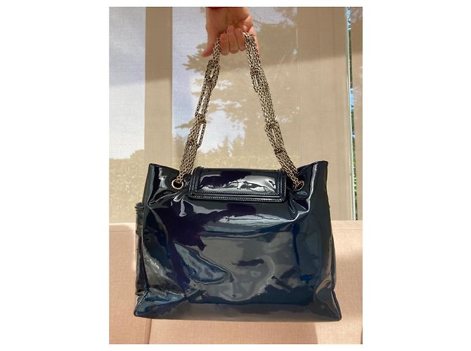 Borsa da viaggio Chanel blu in vernice - vista 3