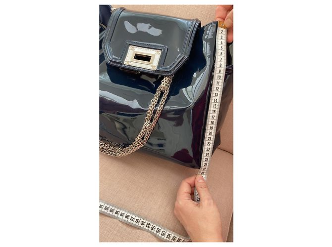 Borsa da viaggio Chanel blu in vernice - vista 7
