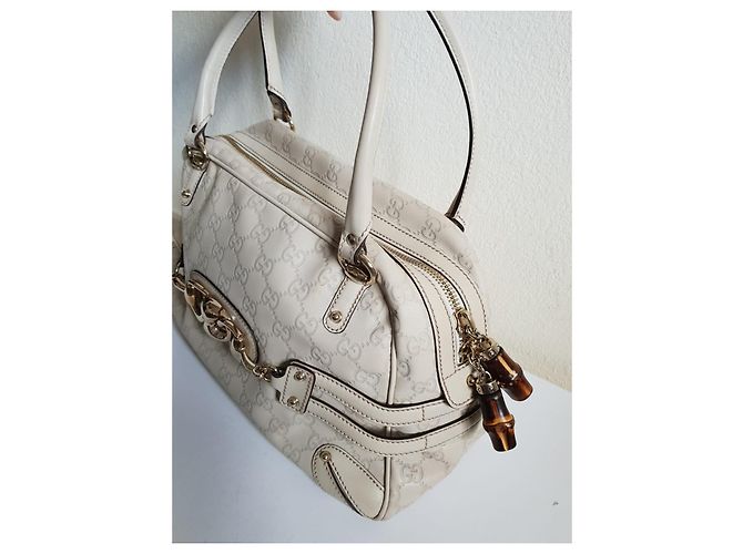 Borsa da viaggio Gucci in pelle crema Crudo - vista 3