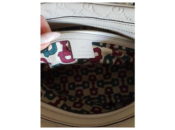 Borsa da viaggio Gucci in pelle crema Crudo - vista 6