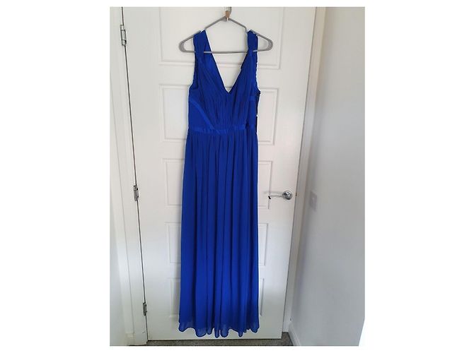 Vera Wang Abito da sera celeste con drappeggi alla greca Blu - vista 6