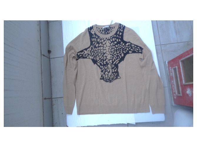 ML Sonia Rykiel Pullover 42/44 Panthermuster aus Kamelwolle - Ansicht 2