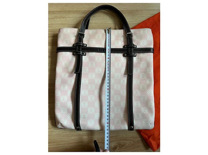 Borsa Loewe Rosa e Bianca in Tela e Pelle - vista 2