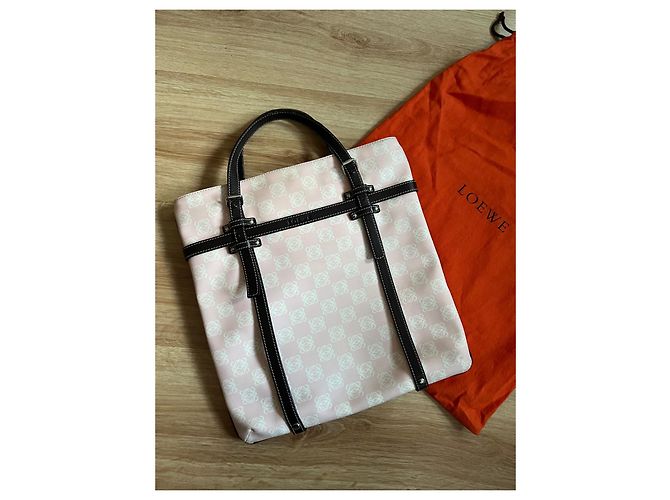 Borsa Loewe Rosa e Bianca in Tela e Pelle - vista 3