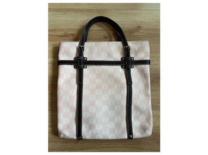 Borsa Loewe Rosa e Bianca in Tela e Pelle - vista 4